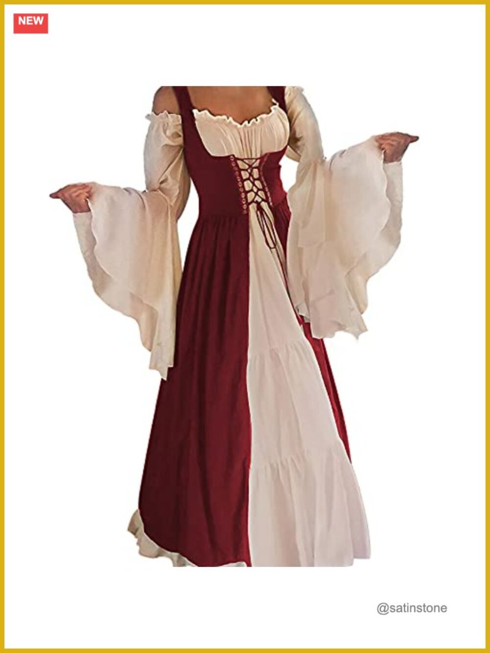 Medieval Renaissance Over Dress Cosplay Costume Long Flare Sleeve
